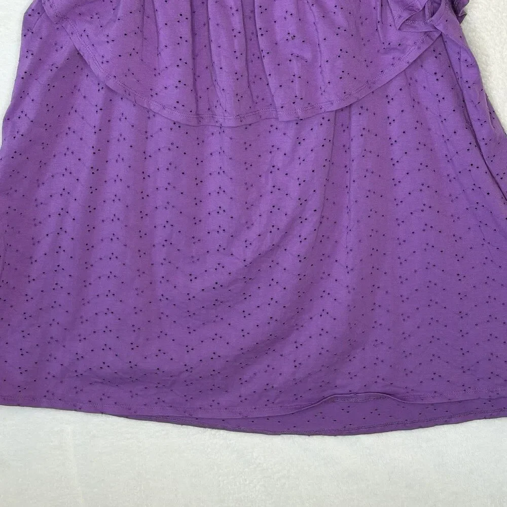 Woman Within Purple Eyelet Off the Shoulder Blouse Top Size 2X 26/28 Feminine